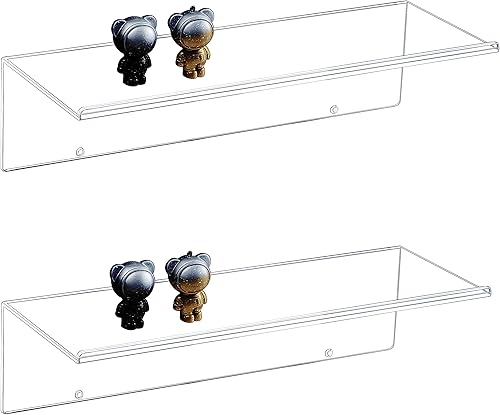 CY craft 6 estantes flotantes transparentes para exhibir estantes decorativos de pared para colgar con ganchos extraíbles estante acrílico adhesivo