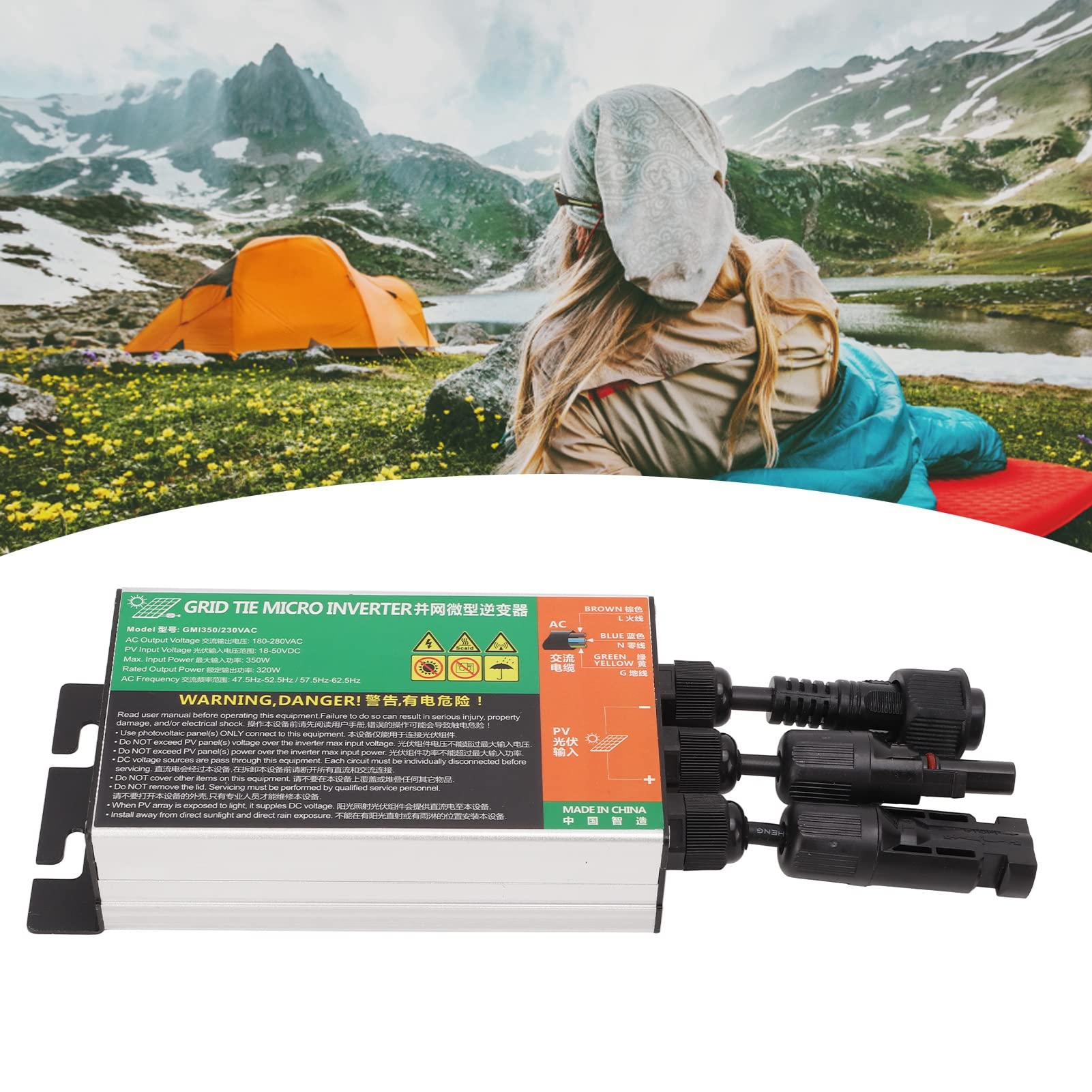 Alomejor Micro Inverter Solare 350W 230V Inverter Sinusoidale MPPT Impermeabile per Piccoli Impianti Solari