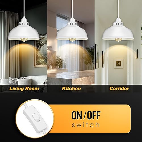 Miniatura 5 de Lámpara colgante enchufable, luces colgantes de 15 pies con cable de enchufe, interruptor de encendidoapagado, lámpara colgante industrial con cable