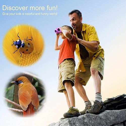 Miniatura 6 de BITy Juego de prismáticos para niños a prueba de golpes de 8 x 21 pulgadas con óptica real de alta resolución, observación de aves, regalos de
