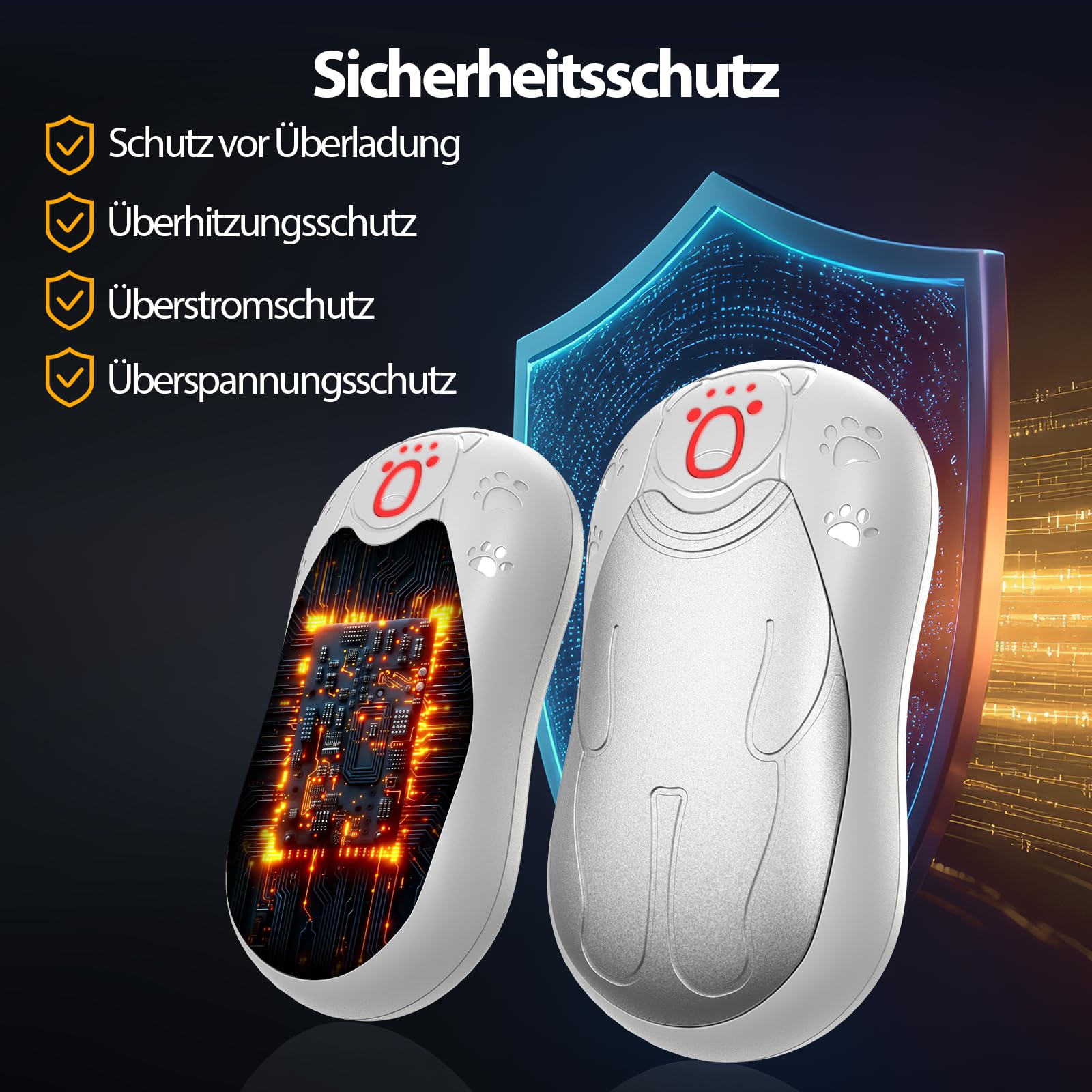 Handwärmer Wiederaufladbar 2 Pack, 12000mAh Magnetischer Handwärmer Elektrische, OUTJUT USB Tragbarer Taschenwärmer Beidseitige Beheizung für Outdoor Sport, Herzerwärmendes