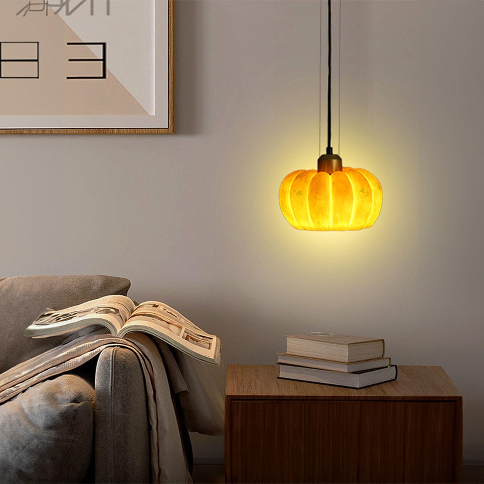 Lampada a sospensione creativa a forma di zucca in resina, attacco E26, testa singola, tre misure, lampada da camera da letto, lampadario vintage per studio, sala da tè, adatto per bancone bar