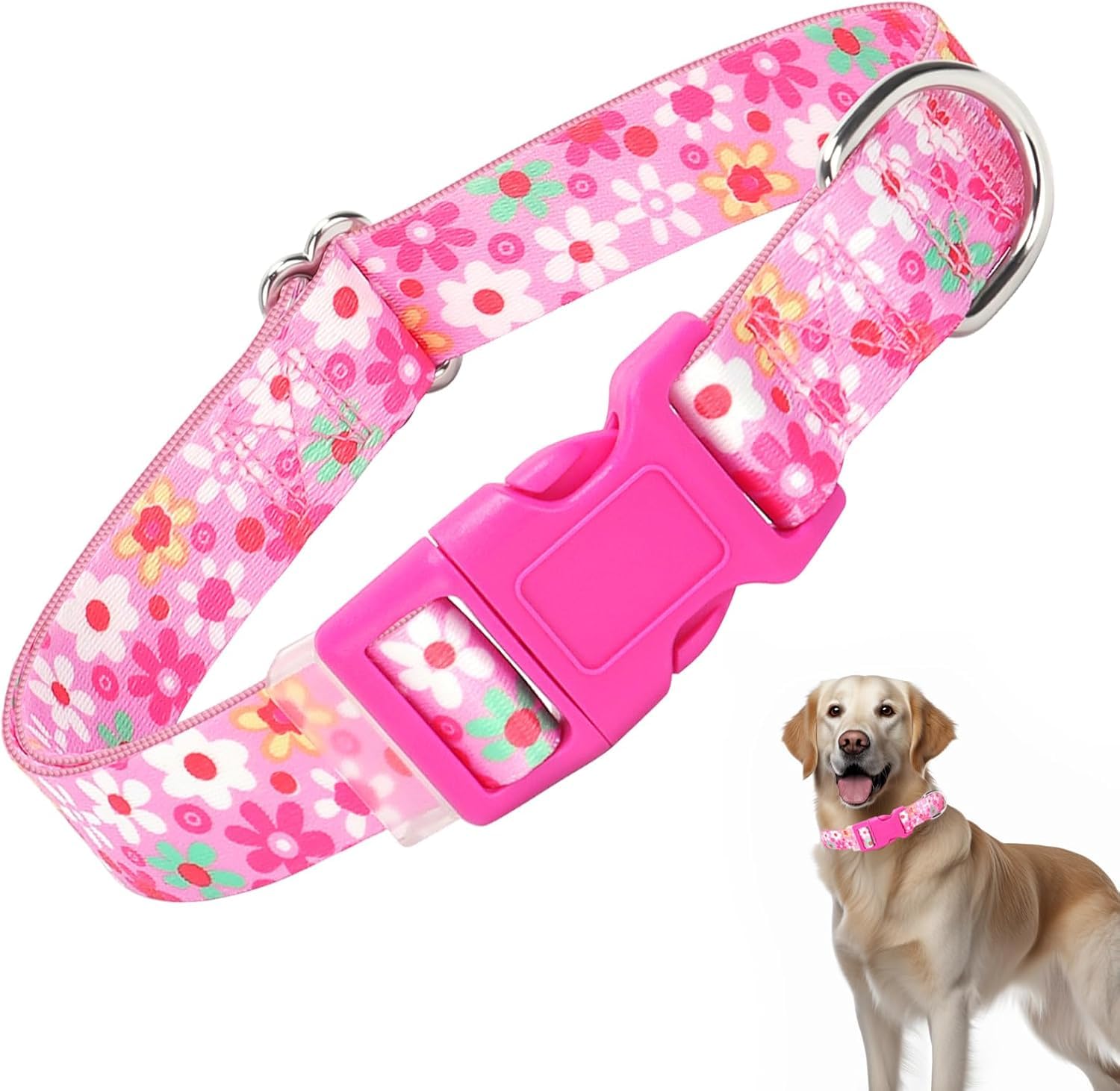 Dog Collars for Small Dogs, Flower Girls Dog Collar, Durable Pretty Female Pets Collars for Small Medium Large Dogs Walking Training, Size S