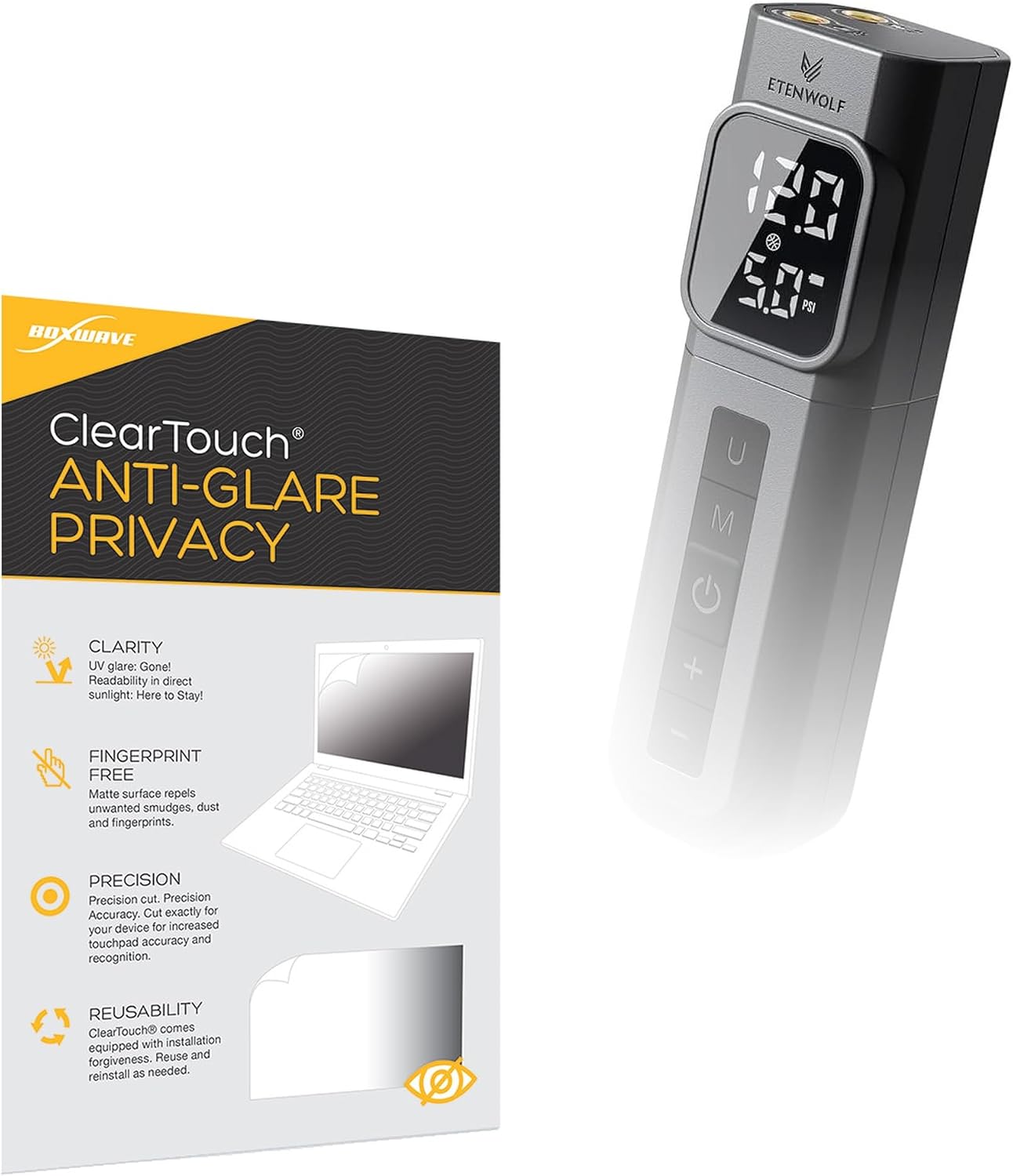 BoxWave Screen Protector Compatible with ETENWOLF P200 Electric Ball Pump (1.2 in) - ClearTouch Anti-Glare Privacy (2-Pack), Privacy Screen Protector Flexible Film Anti-Glare