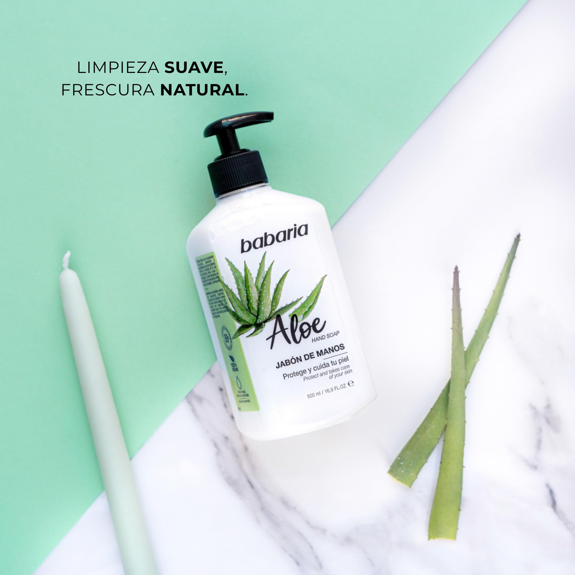 Babaria - Jabon De Manos Con Aloe Vera | Jabon Manos De 500ml | Jabón De Manos Que Hidrata Y Cuida Tu Piel | Gel De Manos De Origen Natural | Jabón Manos Con Glicerina