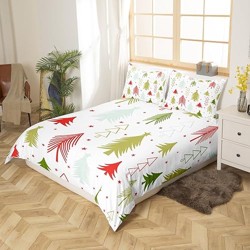 Miniatura 2 de Erosebridal Juego de ropa de cama de árbol de Navidad, tamaño matrimonial, funda de edredón de Feliz Navidad para niñas y niños, funda de edredón