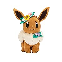 Pokémon PKW3667-20 cm peluche Evoli con corona, peluche ufficiale