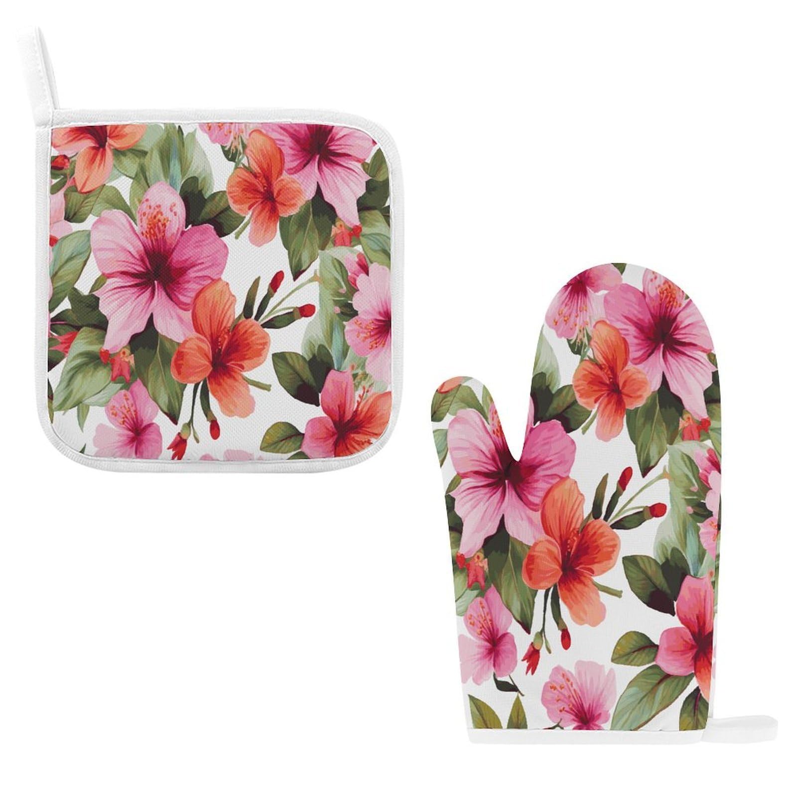 Btcowzrv Style Hawaiian Flower Print1 Oven Mitts And Pot Holders 2Pcs Set