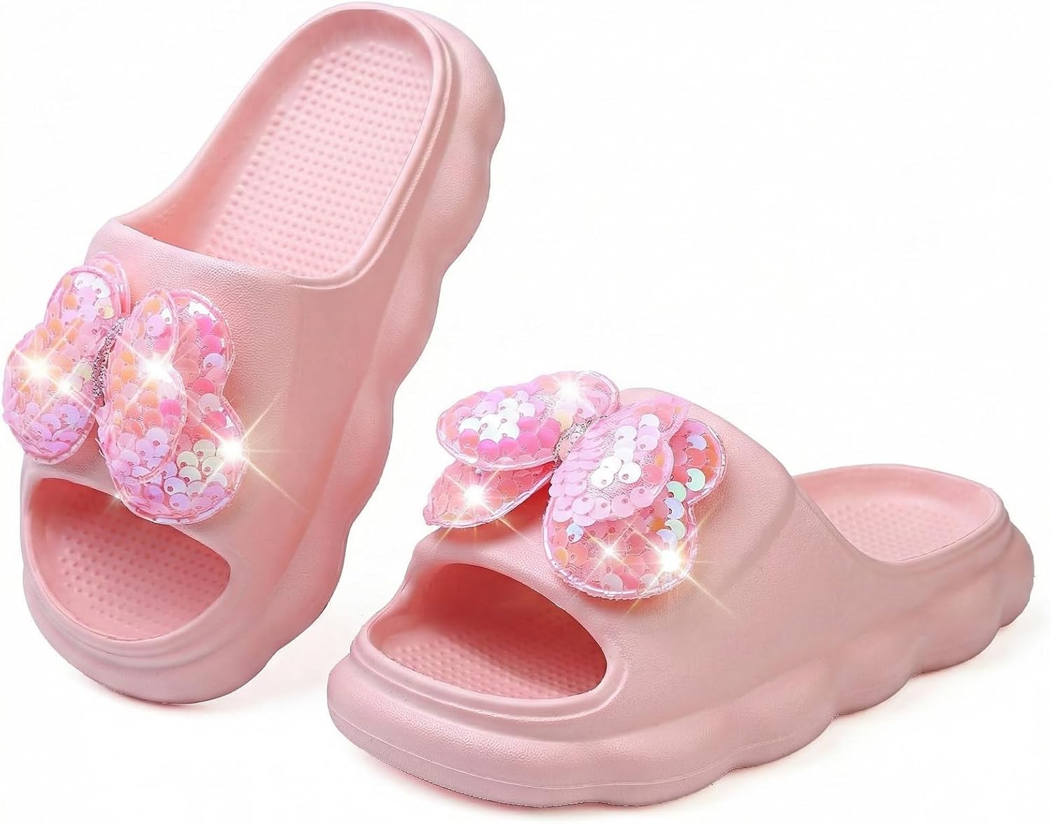 Girls Slide Sandals Sparkly Kids Summer Slippers Slip On for Outdoor Beach Pool Shower Shoes(Toddler/Little Kid)