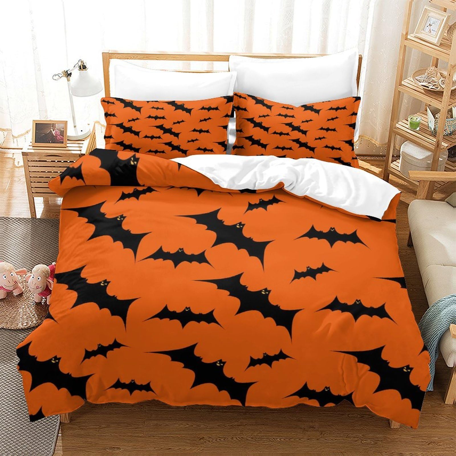 Chauve-Souris Housse de Couette Halloween 3D 135x200cm en Microfibre