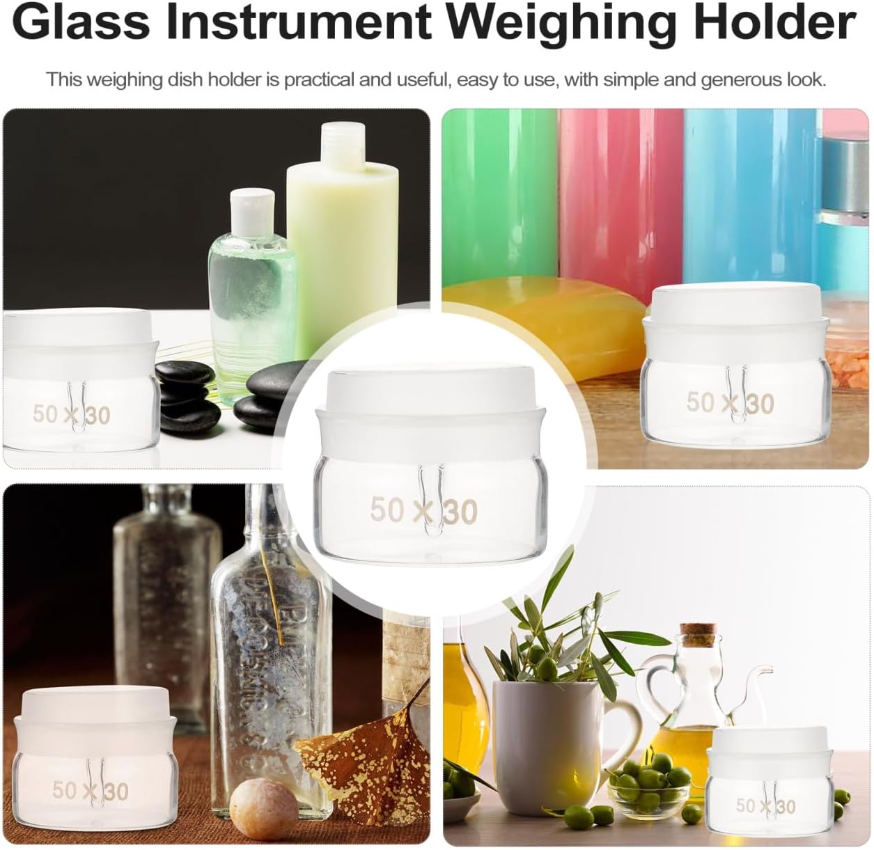 2pcs Glass Sampling Weighing Bottles Set with Lids 50x30mm Low and Tall Chemical Glass Lab Weighing Jars for Experiment and Laboratory Use