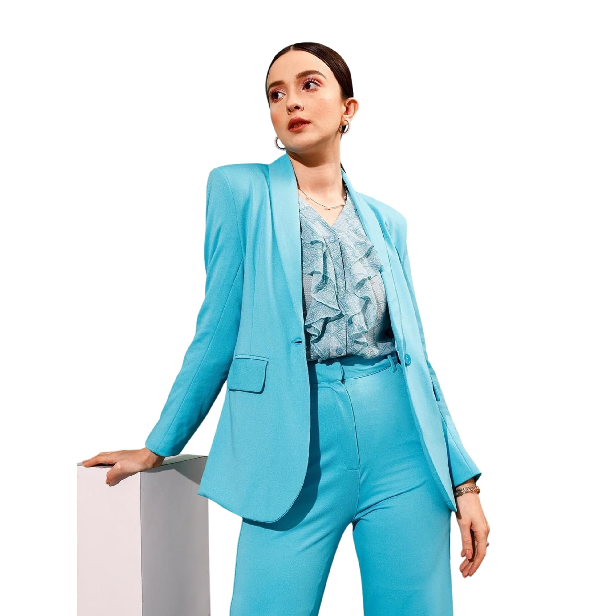 street9 Solid Double Breasted Casual Women Blazer (Blue) | BLZ00005391-picture-19