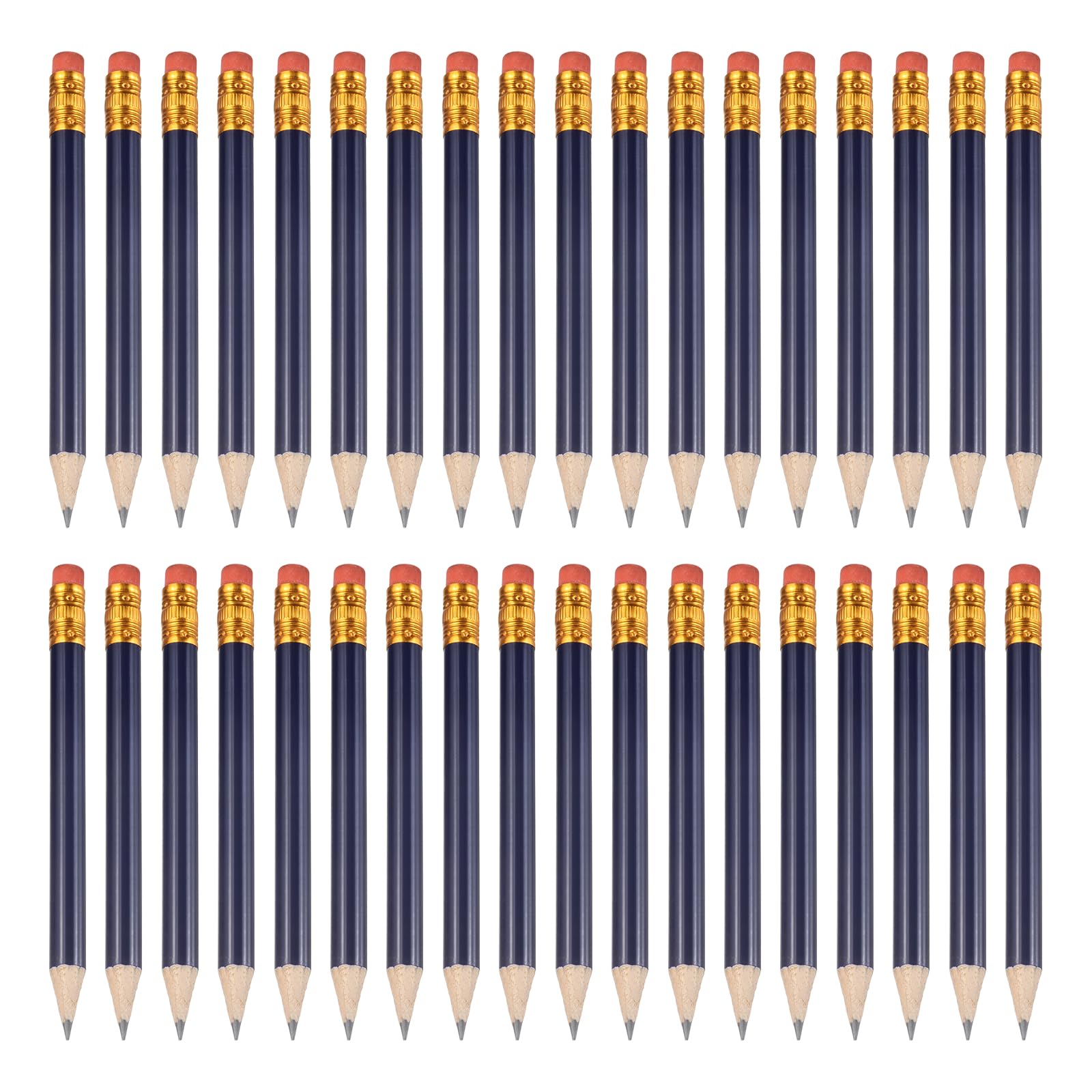 PATIKIL 36 Pack HB Pencils, 10cm Short Wood Graphite Pencils Thick Portable Golf Scoring Mini Pre Sharpened Erasable Pen with Eraser Bulk for Sport Games Meeting Office Writing, Dark Blue