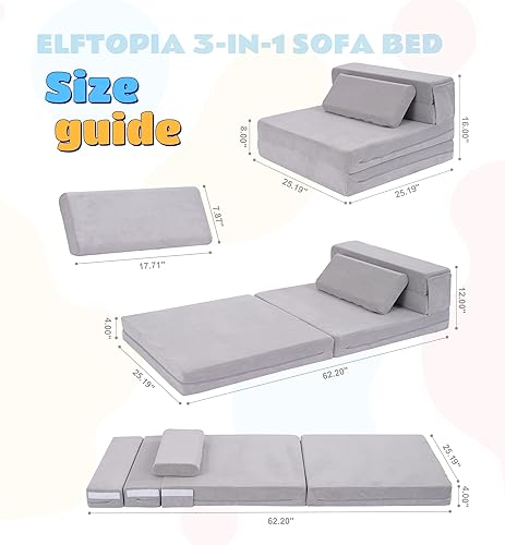 Miniatura 2 de Sofá cama plegable 3 en 1 para niños, colchón plegable de piso tri, sofá cama plegable, colchón futón plegable para niños, sofá plegable para niños,