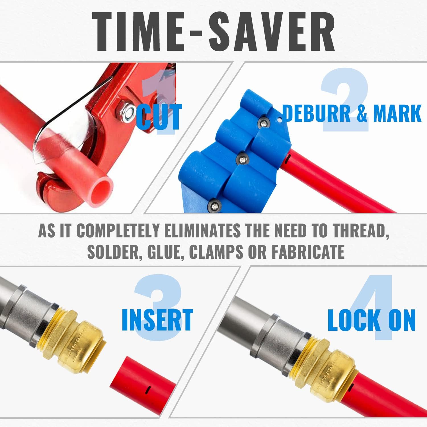 SUNGATOR 3/4 Inch x 1 Inch Male NPT Adapter, No Lead Brass Push-to-Connect Plumbing Fittings to Connect PEX, Copper, CPVC, With A Disconnect Clip and A Sealing Tape, Pack of 6