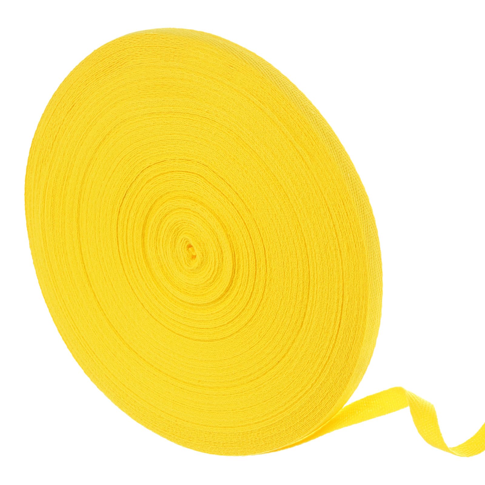 sourcing map 50 Yards Cotton Twill Tape, 10mm Herringbone Webbing Ribbon Bias Binding Tapes for Clothes Sewing, DIY Crafting (Bright Yellow)