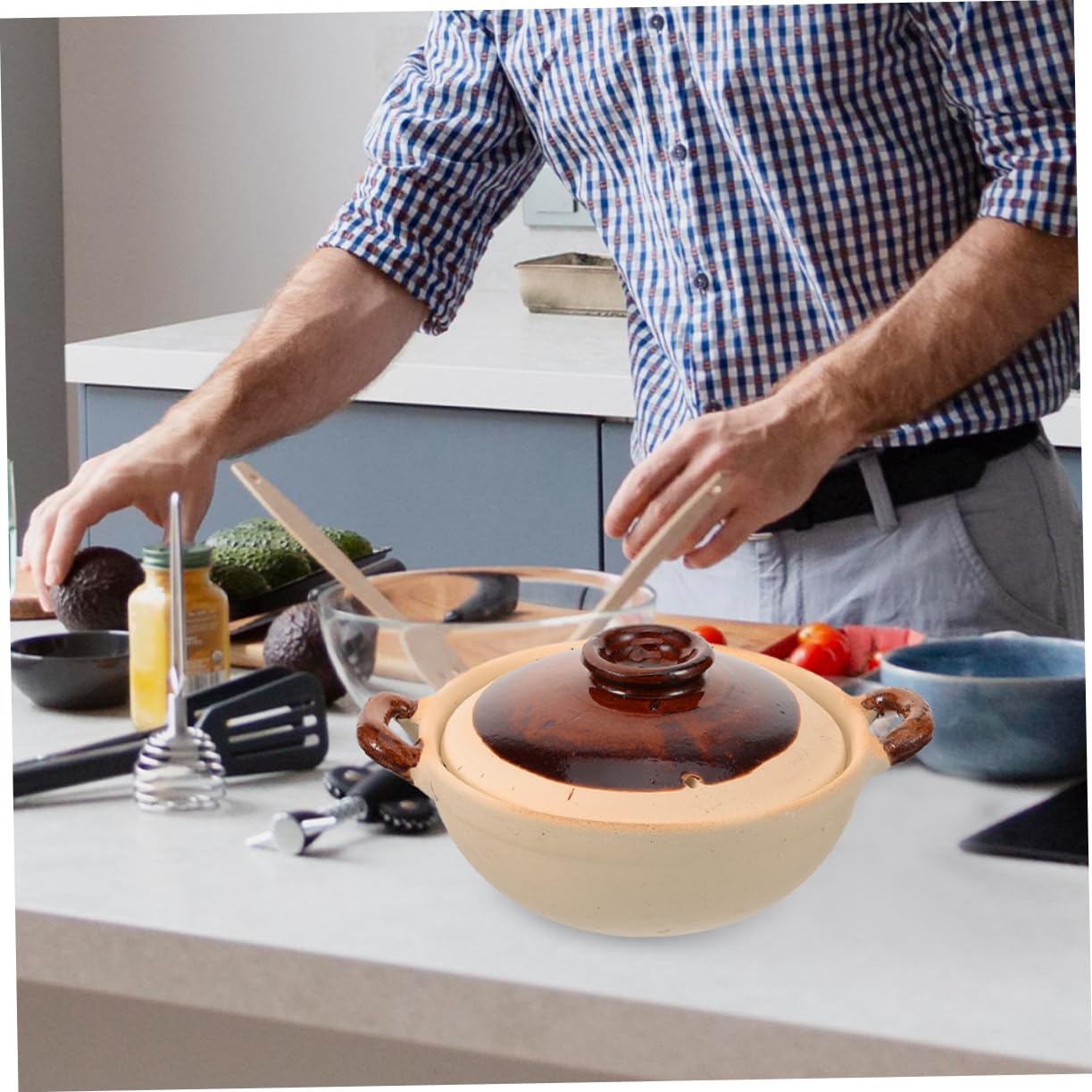 High Temp Resistant Ceramic Casserole Pot Cooking Pot for Casserole Cookware Bibimbap Stew Rice Soup Easy Clean Multifunctional for Home Restaurant Use