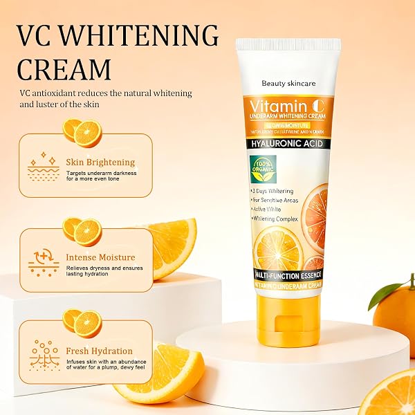Crema Axilas, crema blanqueadora con vitamina C, Crema Aclarante de Axilas, Entreperna, Codos y Rodillas, Zonas Sensibles y Privadas, mujeres y hombres, 50g - 5