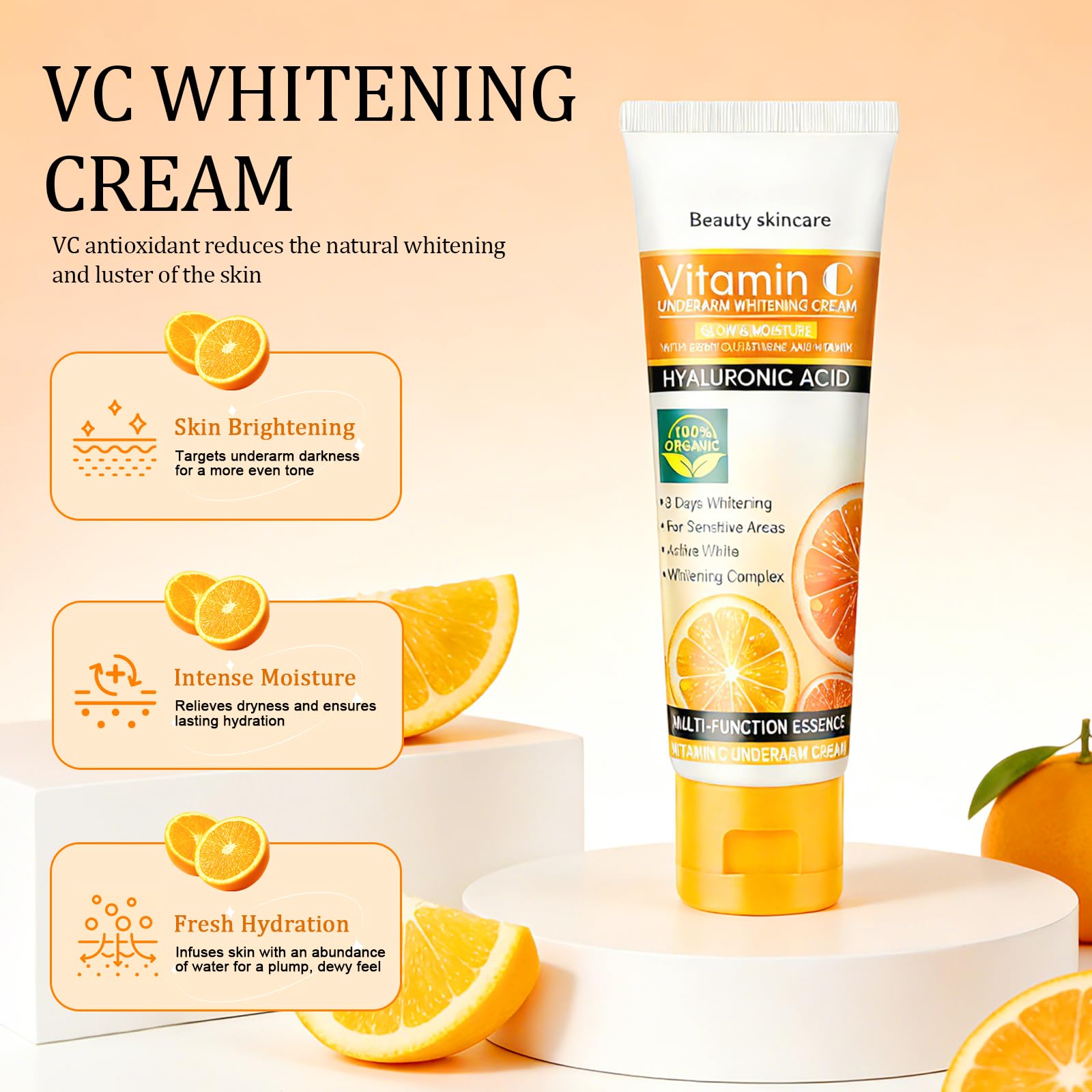 Crema Axilas, crema blanqueadora con vitamina C, Crema Aclarante de Axilas, Entreperna, Codos y Rodillas, Zonas Sensibles y Privadas, mujeres y hombres, 50g - 5