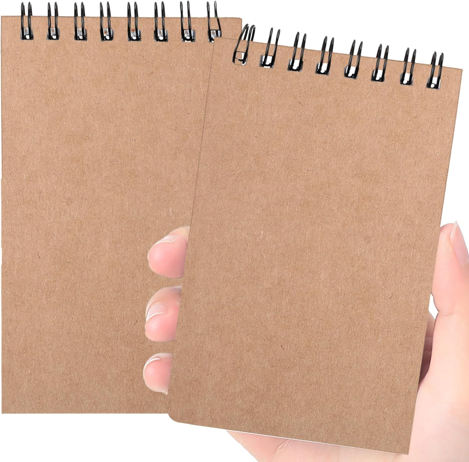 Tenceur 2 Pcs Pocket Notebook Small 3x5 Inch Top Spiral Notepads, Brown