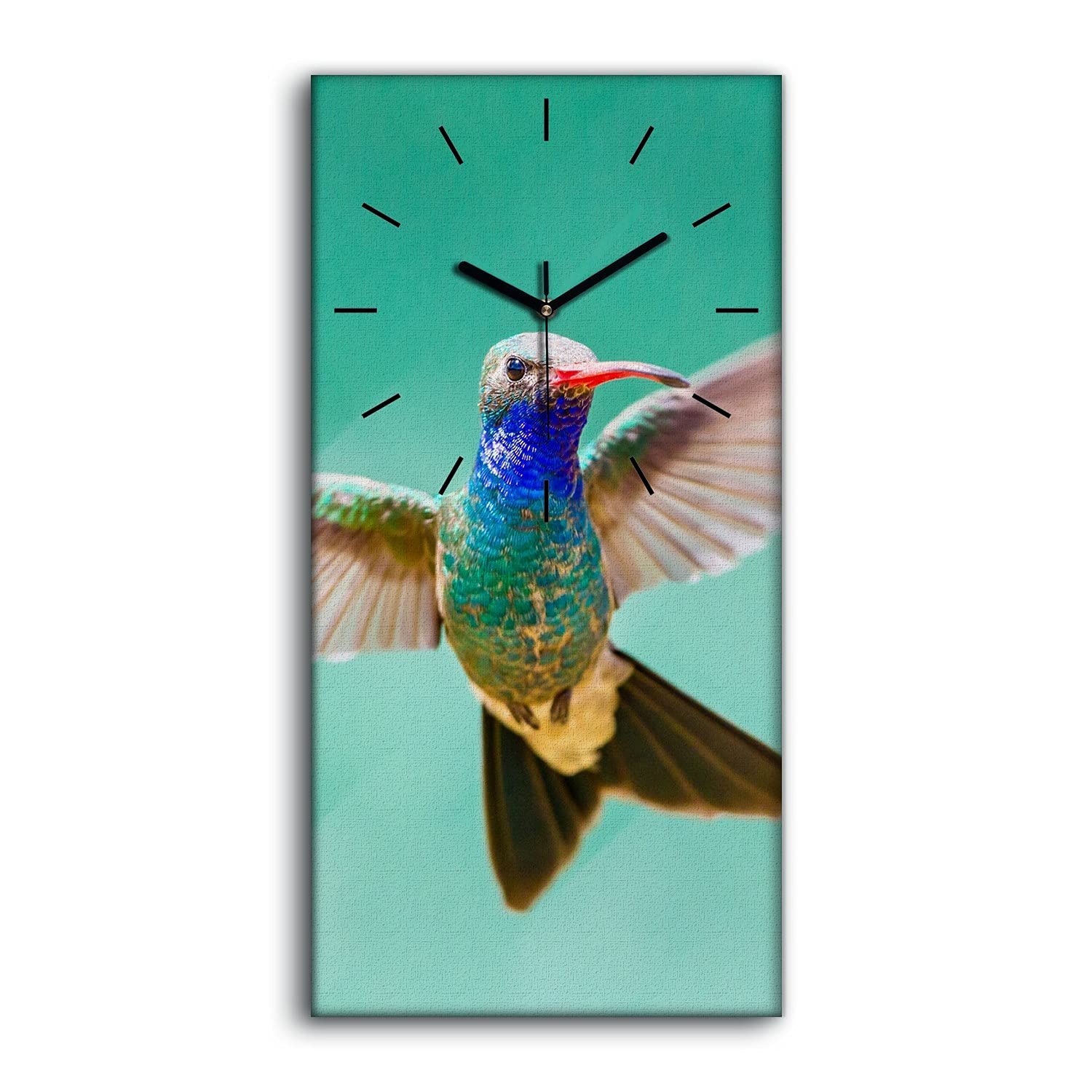 Horloge sur toile 30x60cm art d'oiseau abstrait moderne et silencieux salon