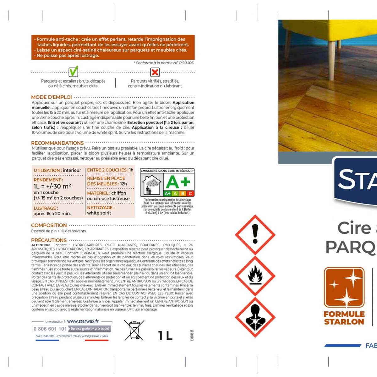 Starwax - Cera antimanchas de Starlon STARWAX, para madera oscura, 1 litro