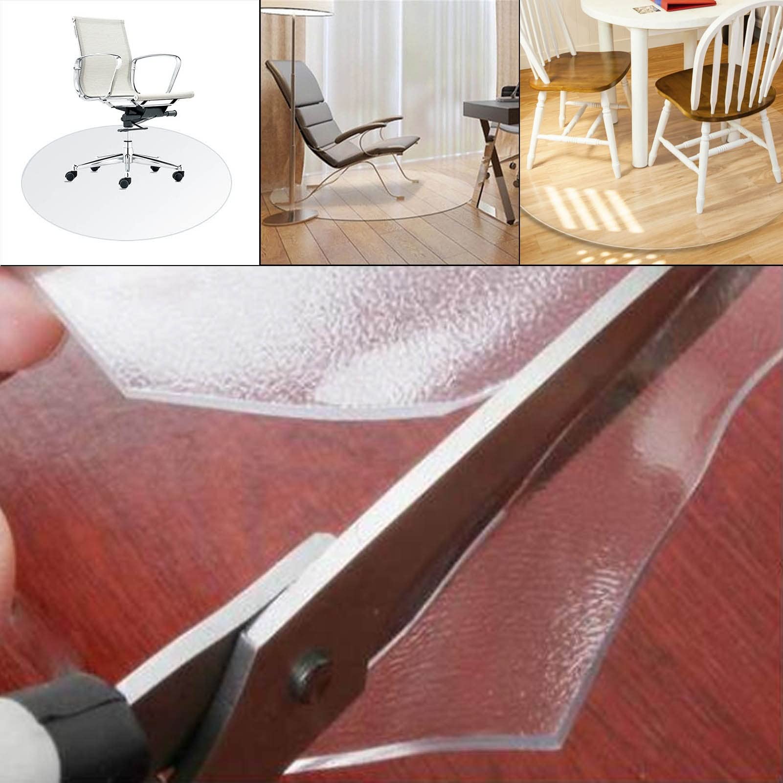 Transparent Plastic Floor Protector, Non-Slip Carpet PVC Protection Pad, Kitchen Dining Table Oil-Resistant Mat (Size : Dia.24 Inches/Diameter 60cm)