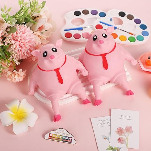 Miniatura 3 de 2 juguetes de cerdo rosa para el estrés, cerdo rosa, regalo estrujable, juguete de cerdo elástico para apretar y aliviar la ansiedad, juguete