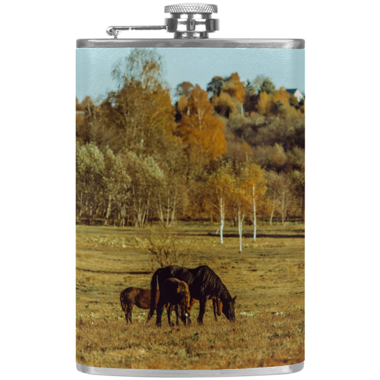 Flasque à whisky en cuir pour camping et barbecue avec entonnoir de poche