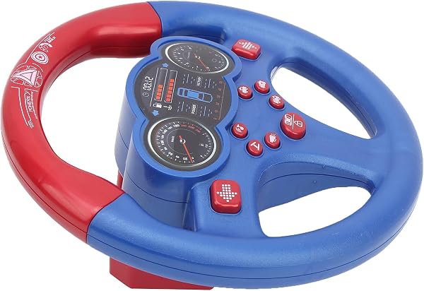 SENECESLI Interaktives Auto-Lenkradspielzeug mit Ton- und Lichteffekten, Pädagogisches Simulationsspielzeug für, Geeignet für ab 3 Jahren, 7,9 X 3,5 X 9,4 Zoll (Blue) - 5