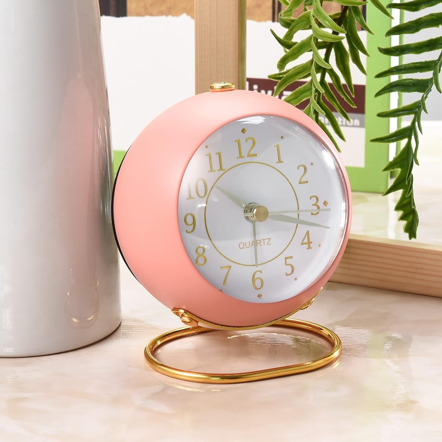 UGU ZONE Vintage Twin Bell Analogue Table Alarm Clock with Night LED Light Ideal for Students and Kids Bedroom (Twin Bell Cream Clock Small(Black)) 1