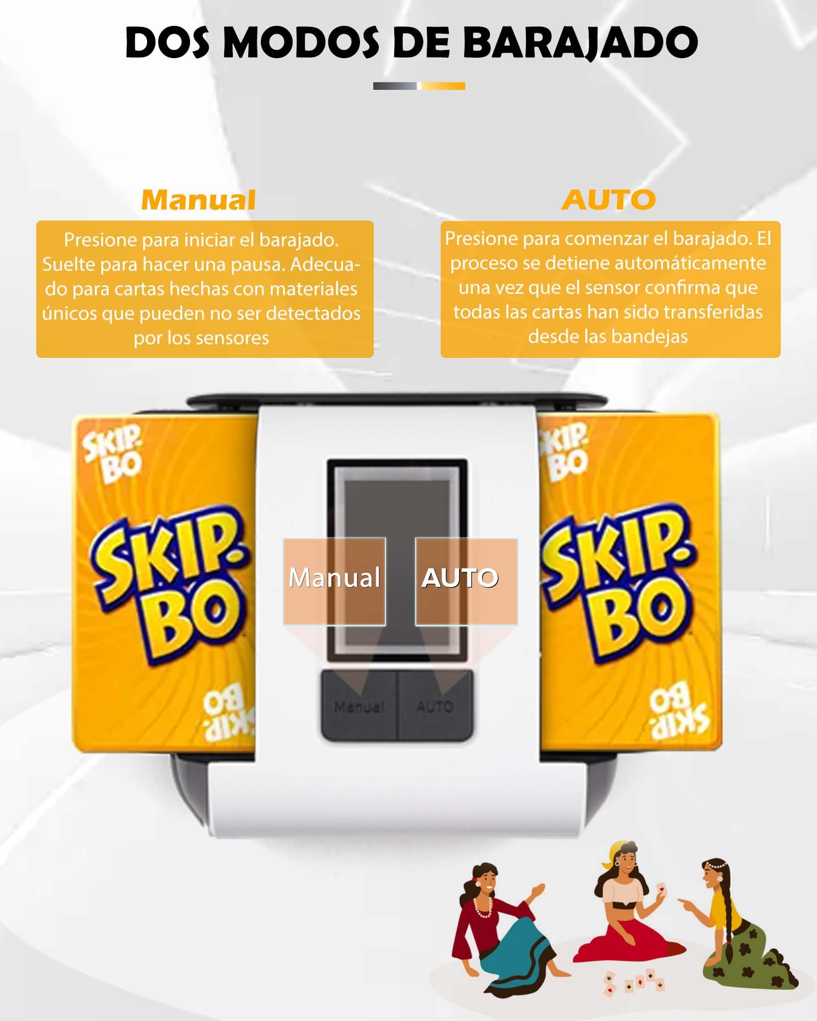 Barajador de Cartas Automático, Mezclador Eléctrico para 1-2 Barajas Modo Automático y Manual Recargable 2000mAh Bajo Nivel de Ruido para Póquer UNO Blackjack Skip-Bo Phase 10 Texas Hold'em
