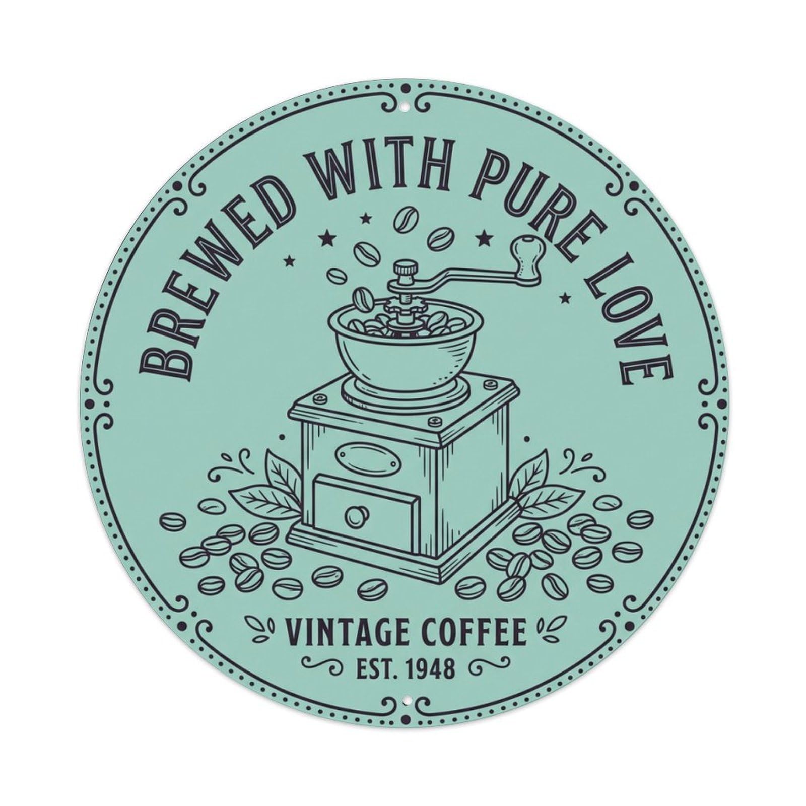 Brewed With Pure Love Home Cafe Accessory Metal Tin Sign