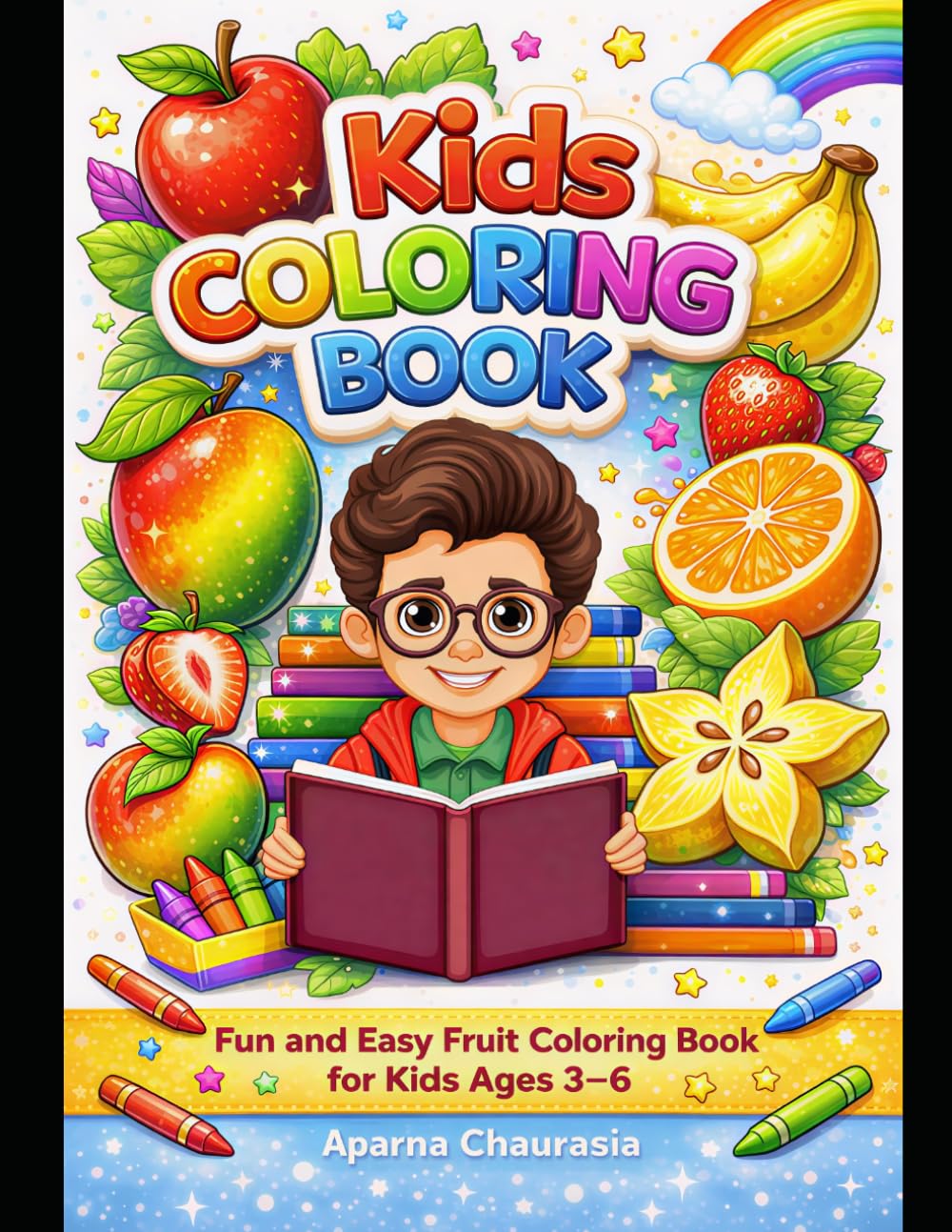 Kids Coloring Book: Fun and Easy Fruit Coloring Book for Kids Ages 3-6 | Simple Bold Designs for Toddlers and Preschool Learning