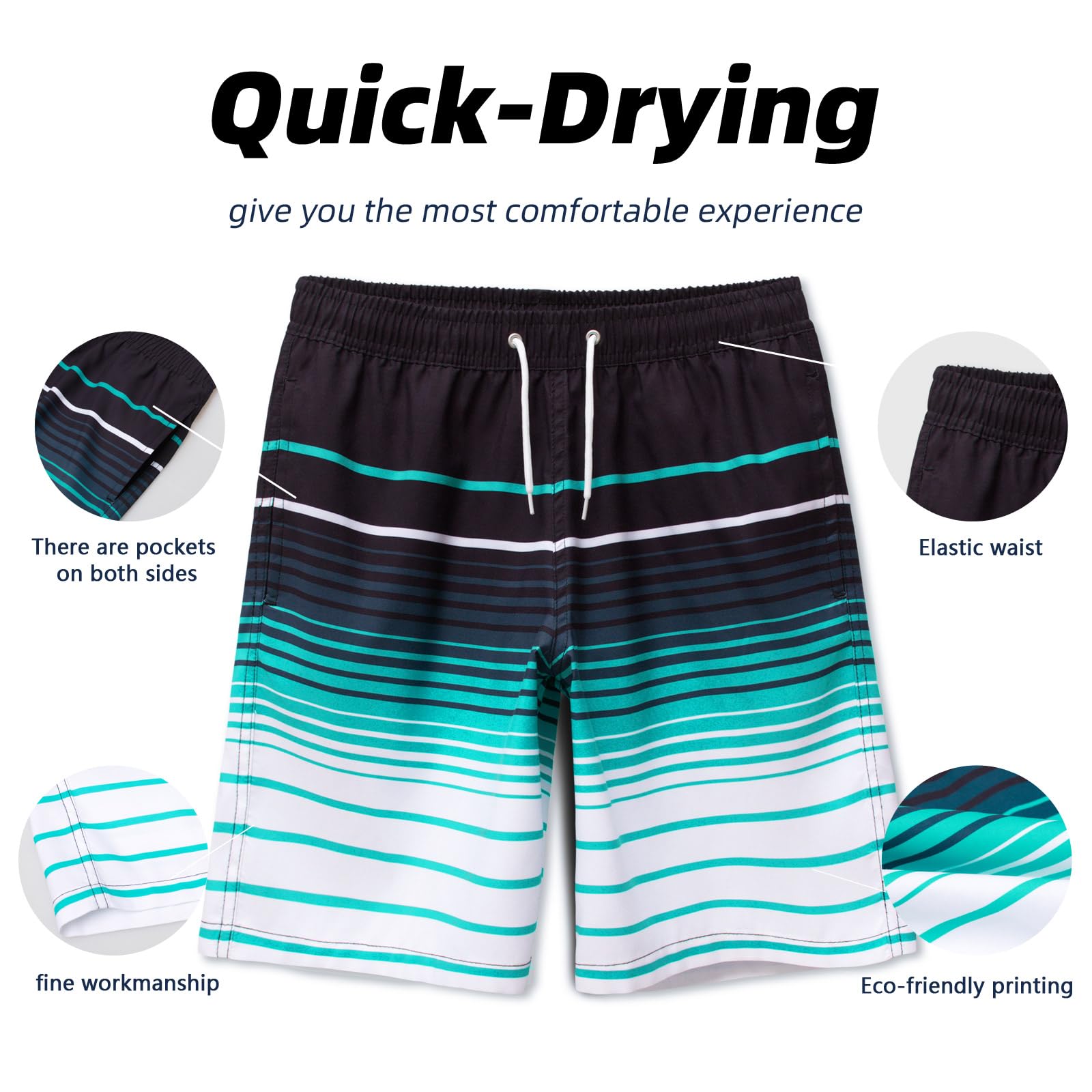 MEILONGER Traje de baño para niños, de secado rápido, para playa, tallas 6-7, 8, 10-12, 14-16