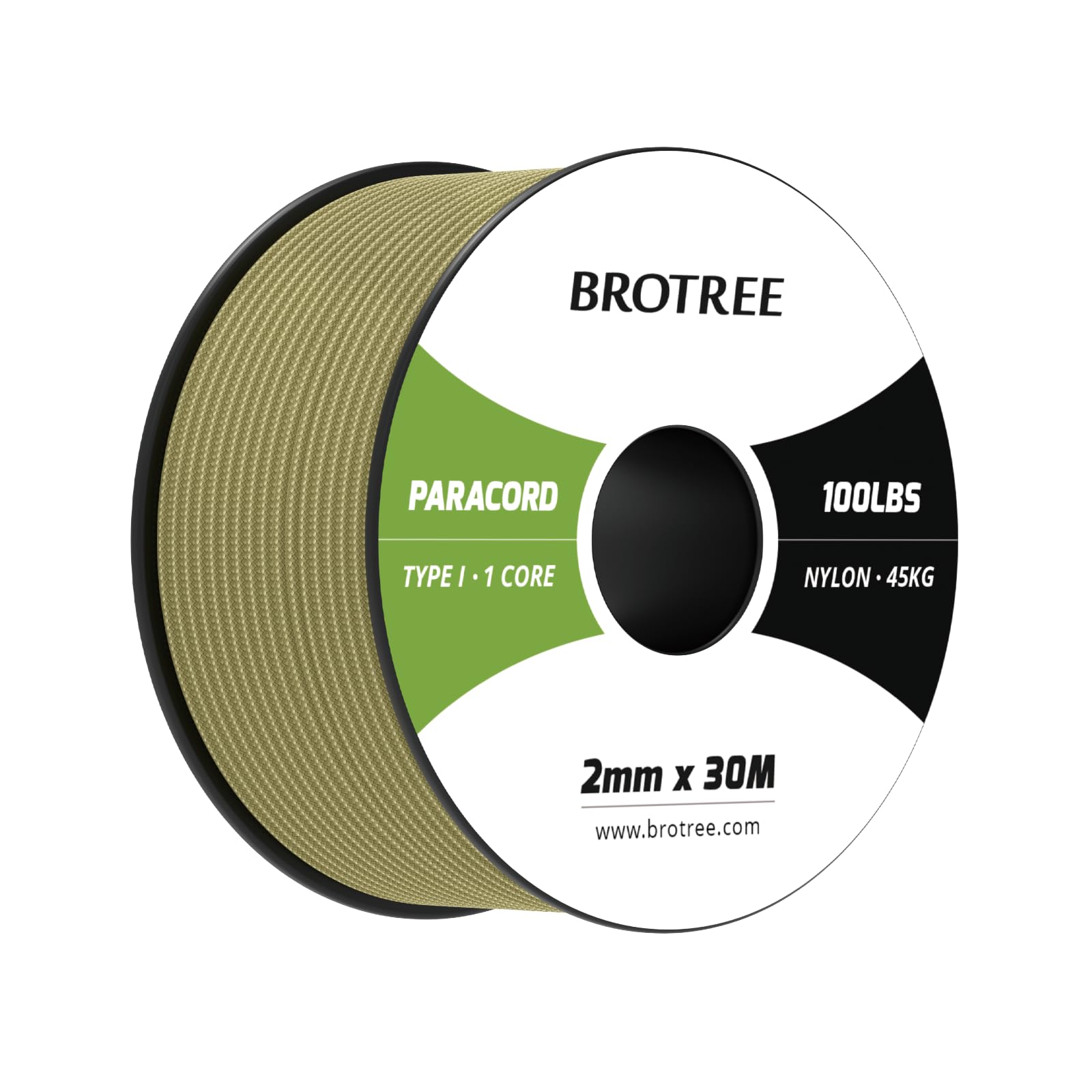 Brotree Paracord 2mm 30M 100% Nylon Rope 1 Strand Parachute Cord for Outdoor, Craft, DIY - 45kg Breaking Load (Holy Guacamole)