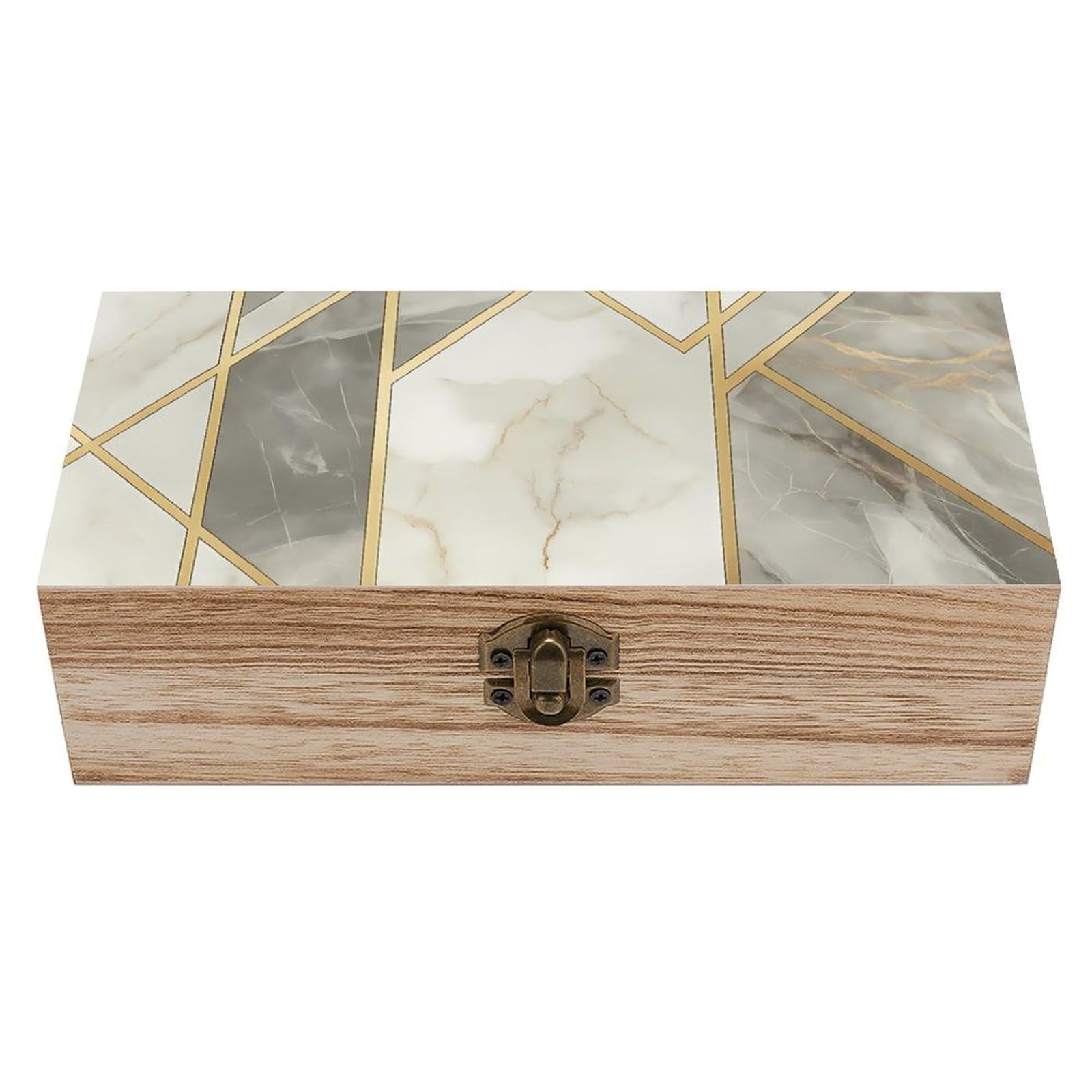 HLBSDM Gray White And Gold Marble Retro Wooden Storage Box Jewelry Art Gift Boxs Decorative Keepsake Boxes