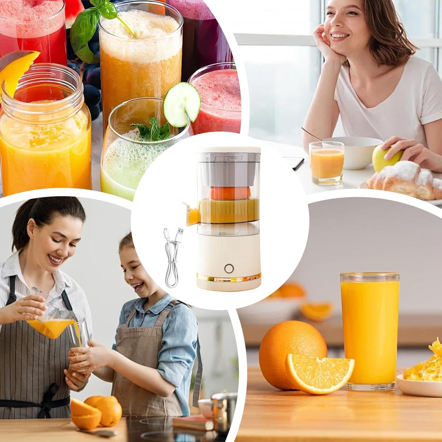Automatic Separation Juicer | Citrus Fruit Press Machine, Orange Juice Squeezer With Portable Juice Container 7.4V Blender, Efficient Juicing For Lime Orange Grapefruit And Other Fruits