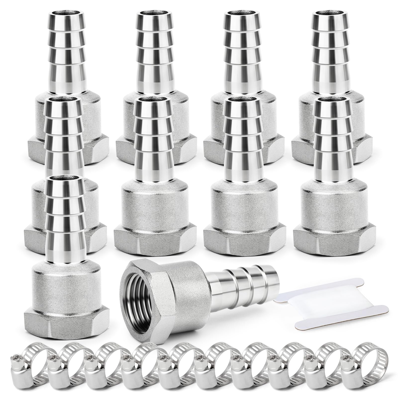 10 piezas de acero inoxidable 304 8 mm OD Barb a 1/2 "BSP barb de manguera macho, el agua de compresión de accesorios, industrial — view 9