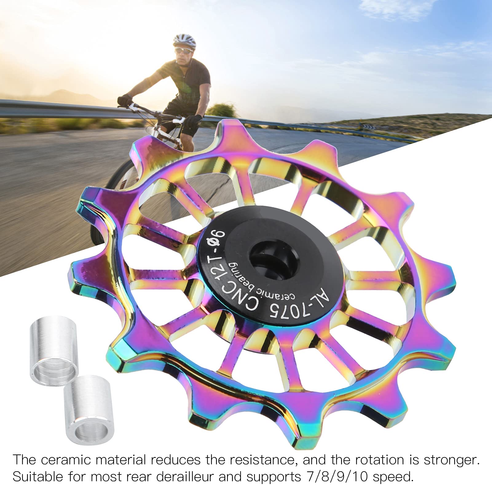 Poulie Dérailleur Arrière Vélo Route - Alliage Aluminium CNC, Roulements Céramique Si3N4 - 12T Ou 14T - Légère Et Performante