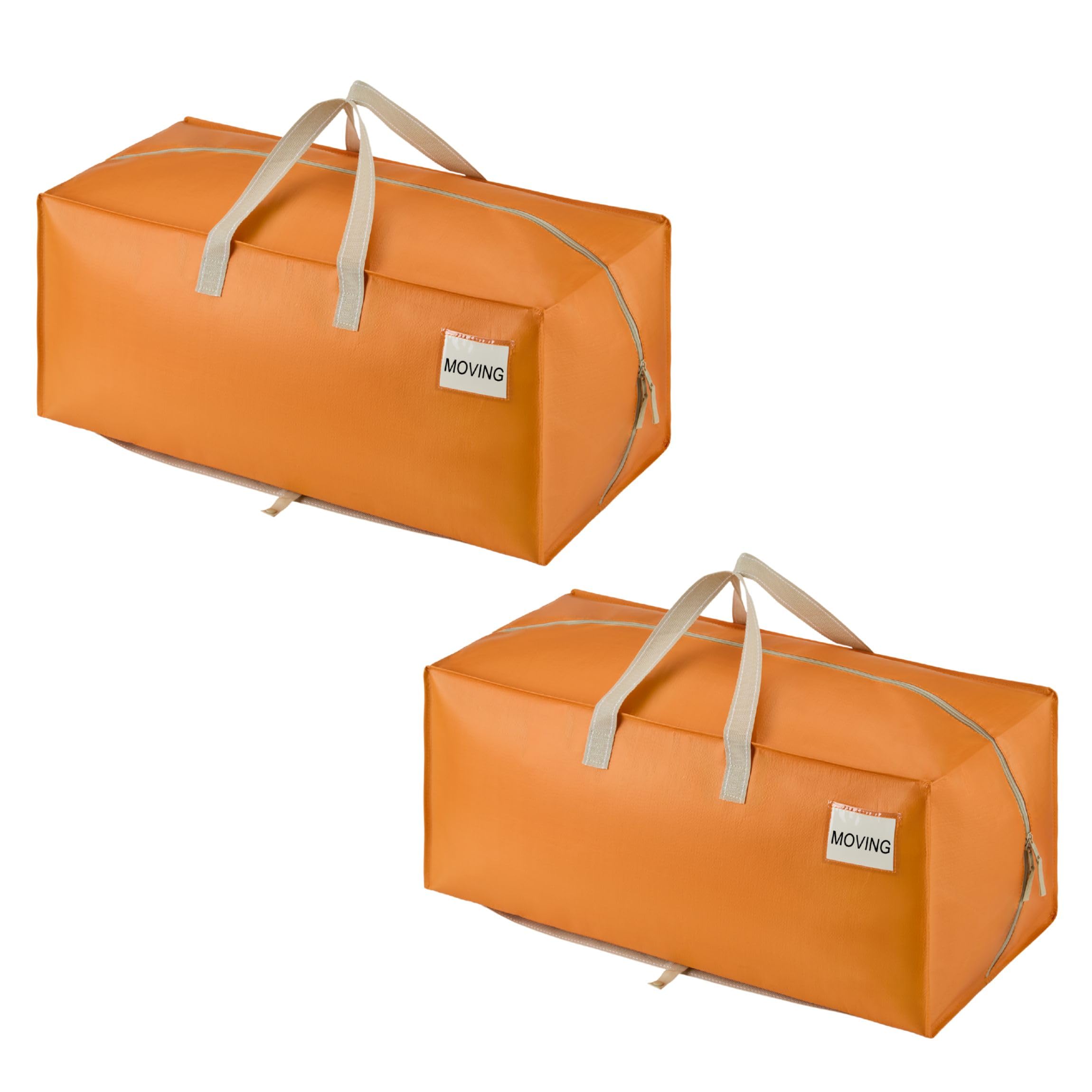 VENO Set of 2 Large Clothes Storage Bag, Foldable Moving Bags with Backpack Straps and Strong Handles, Alternatives to Moving Boxes (Orange, Pack of 2) — image 1