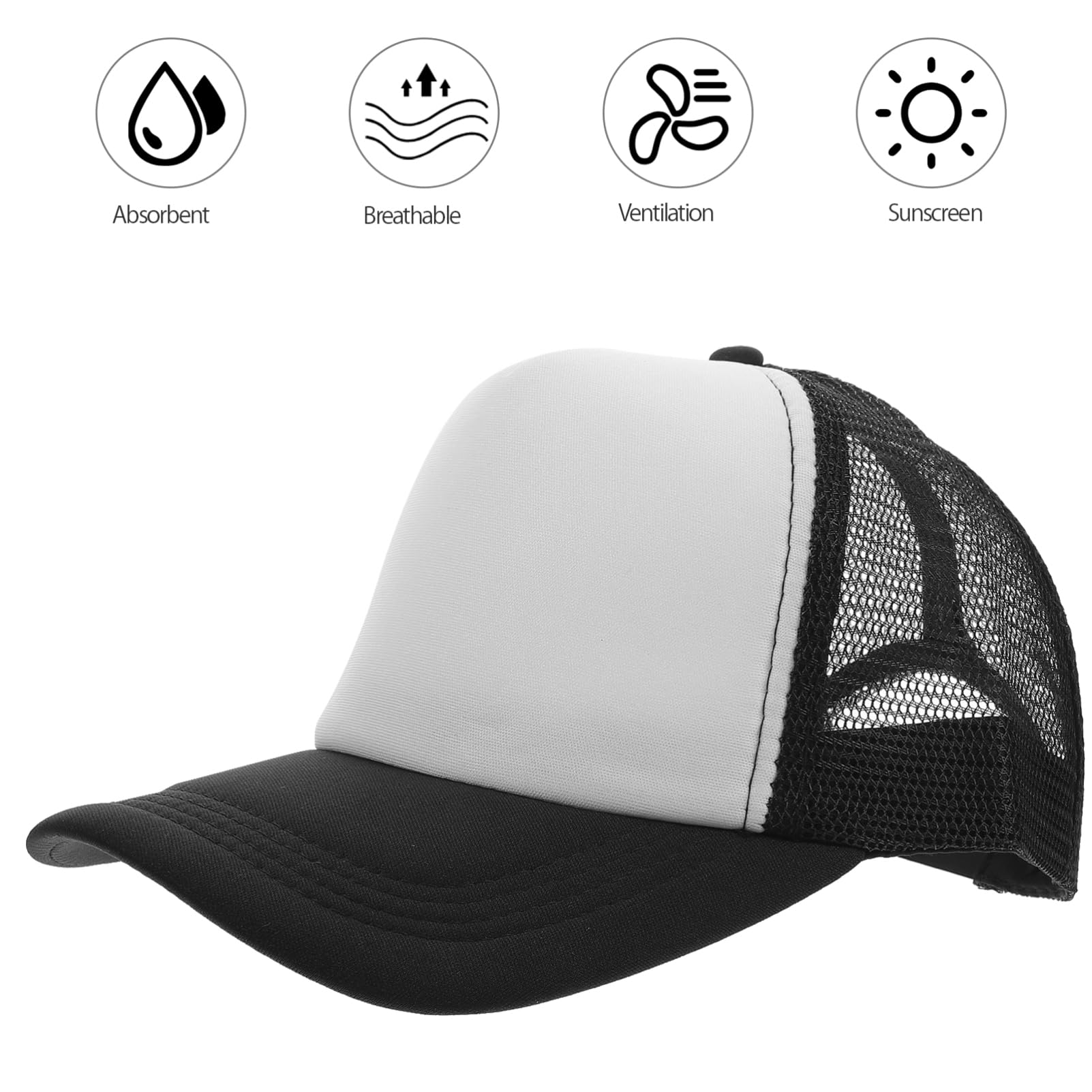 Holibanna Berretto da Baseball Sublimato Berretti da Baseball Vuoti Cappelli da Esterno Cappello Fai da Te Berretto Fai da Te in Rete Cappello da Uomo in Rete Black Spugna
