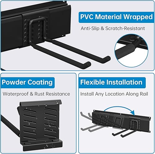 Miniatura 10 de TICONN Estante de almacenamiento de herramientas de organización de garaje, sistema organizador de colgador de pared resistente para cobertizo,