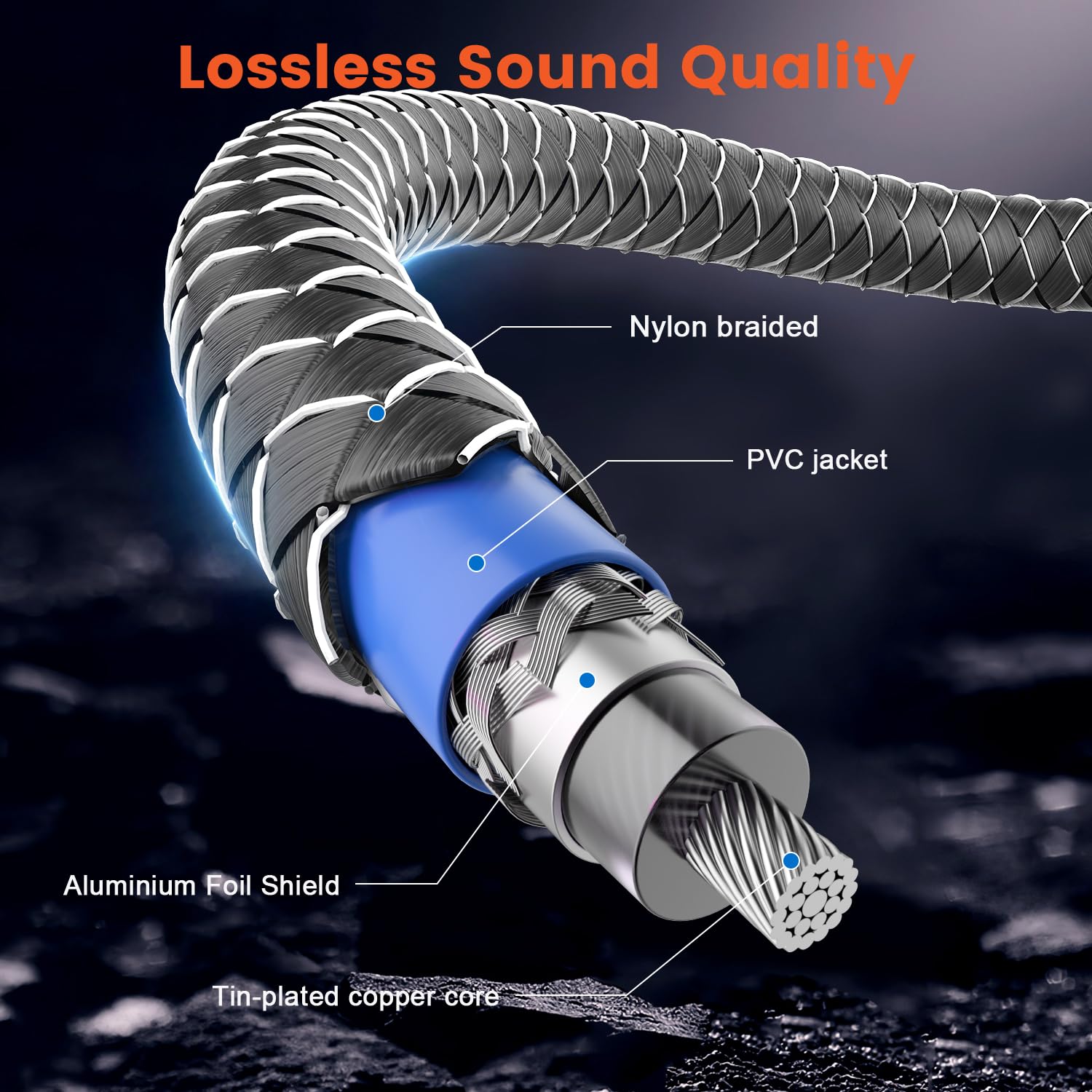 VANAUX Cable de extensión RCA para subwoofer, 75 ohmios, RCA macho a hembra para amplificador, HiFi, analógico y digital (5 m)