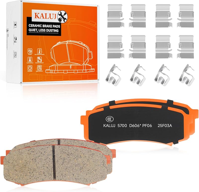 Pastilhas de freio traseiras cerâmicas KALUJ D606 para Toyota 4Runner, FJ Cruiser e Lexus – Jogo com 4 unidades