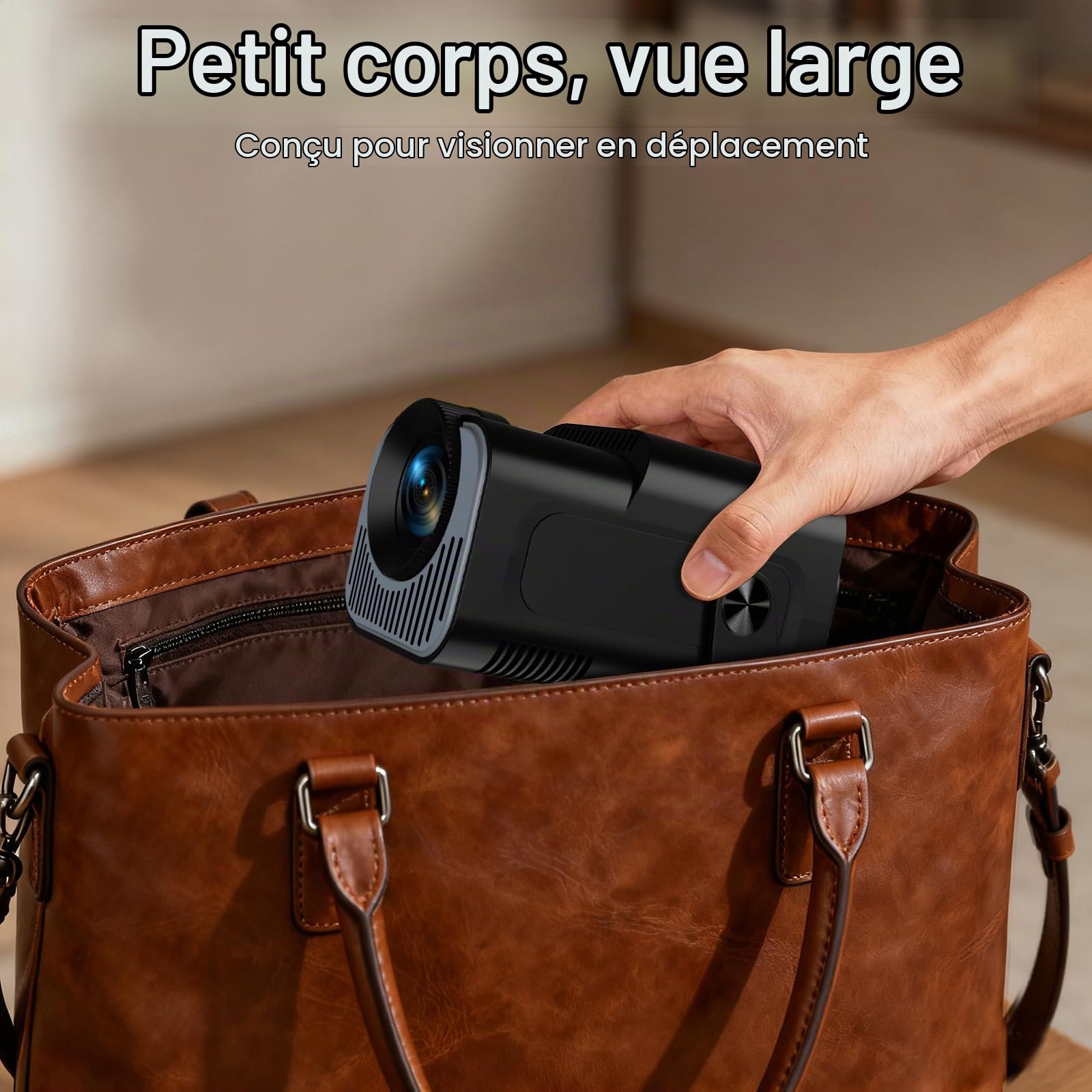 Vidéoprojecteur 4K 1080P WiFi 6 et Bluetooth 5.4 Rotation 180°, Noir | App intégrée, Mini Projecteur Portable, Auto Keystone, Compatible Con HDMI/TV Stick/Laptop