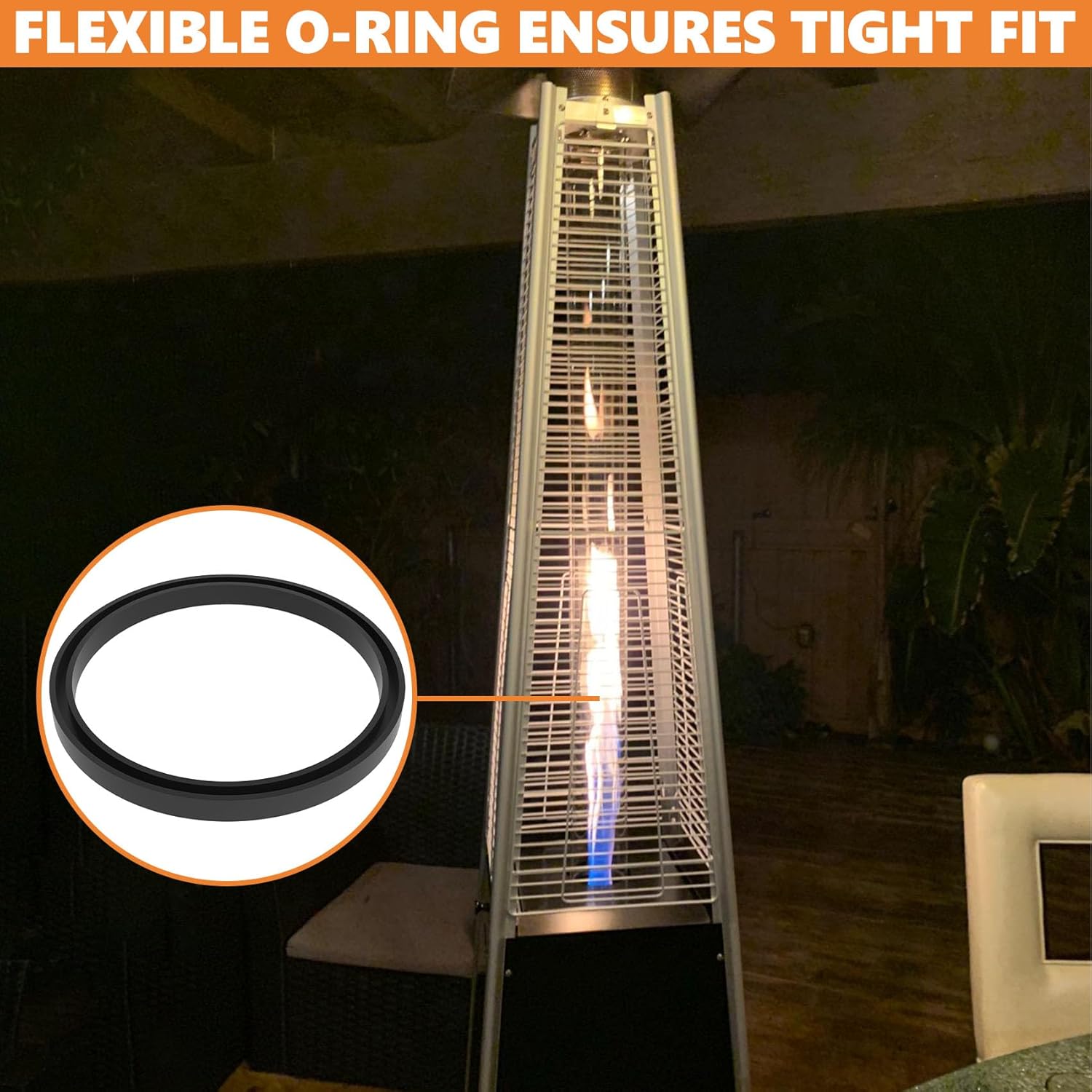 SafBbcue Patio Heater Glass Tube Replacement for 4-Sided Outdoot Liquid Propane Patio Heater, 49.5" Tall 4" Diameter Heater Temperature Resistant Quartz Glass Tube with Neoprene Ring
