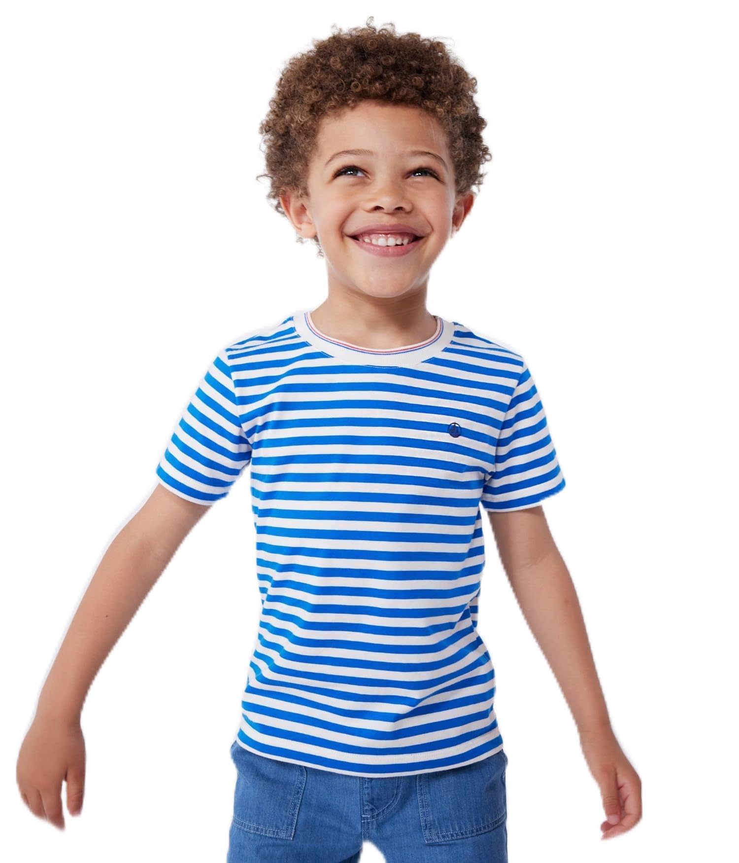 Petit Bateau Boy's A0cyw Short Sleeve T-Shirt, Porcelana/Marshmallow, 8 years