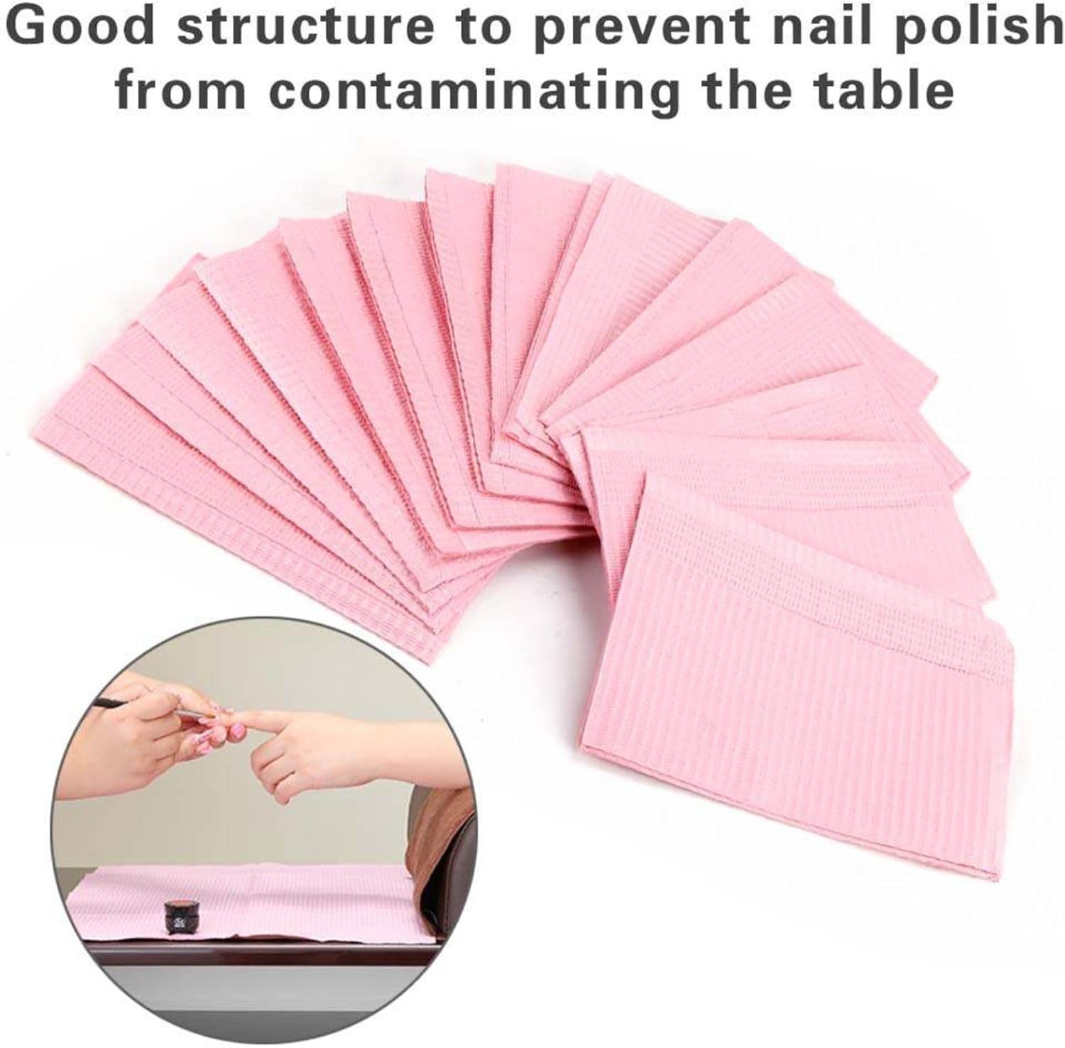 125pcs Dental Bib, Disposable Dental Bib,13" x 18" Dental Bib, Waterproof Tattoo Bibs, Pink Nail Paper Towel, Dentist/Medical Tray Cover, Nail Table Cover