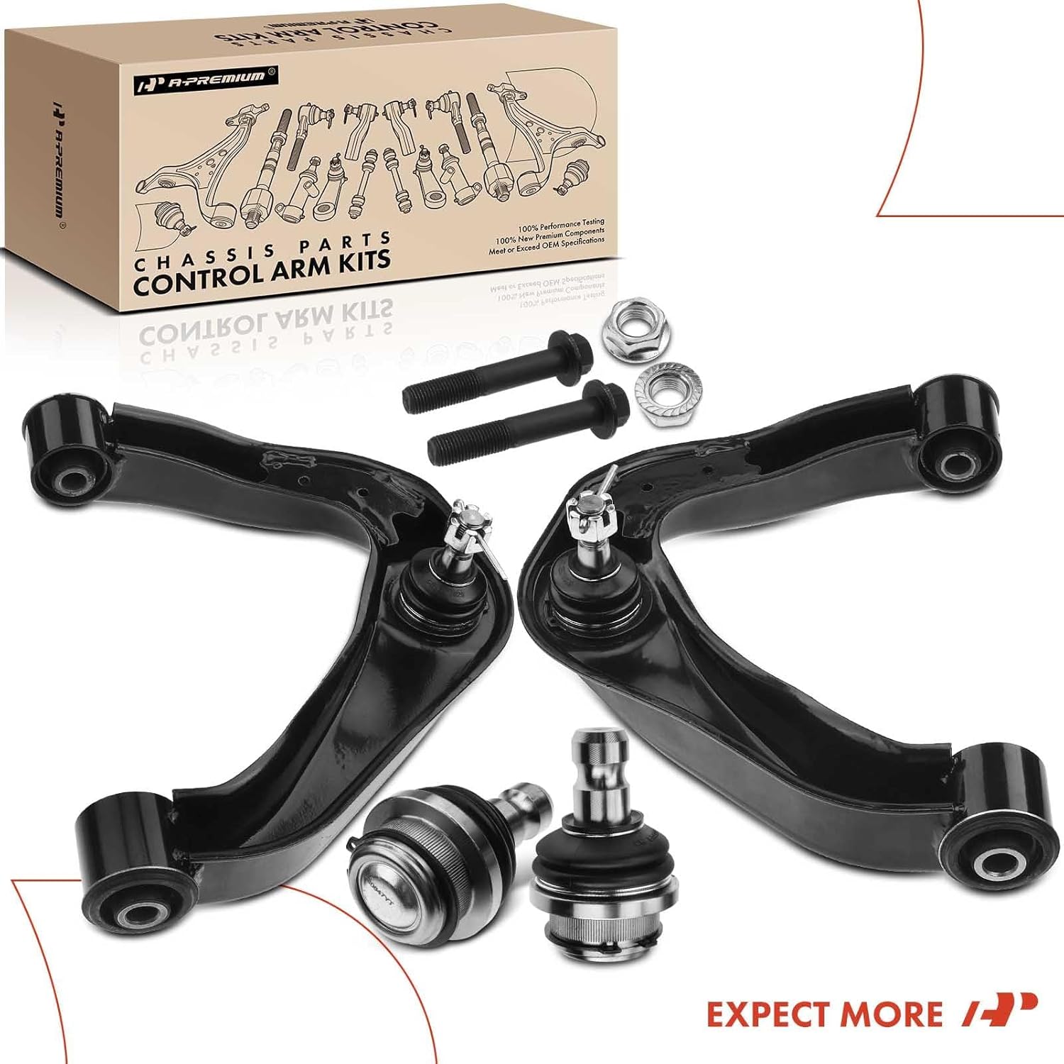 A-Premium Set of 4, Front Upper Control Arm, Lower Ball Joint, Compatible with Nissan Frontier 2005-2019, Pathfinder 2005-2012, Xterra 2005-2015